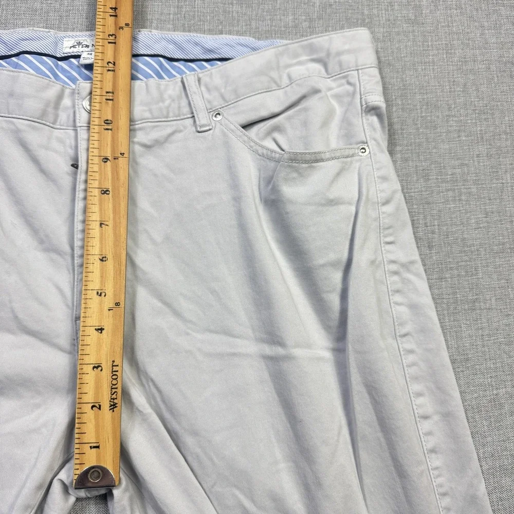 Peter Millar Pants Mens 38x29 Gray Chino Cotton Modal Spandex Pockets Flat Front